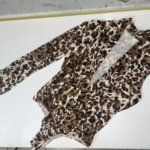 Leopard, one sleeve, body suit